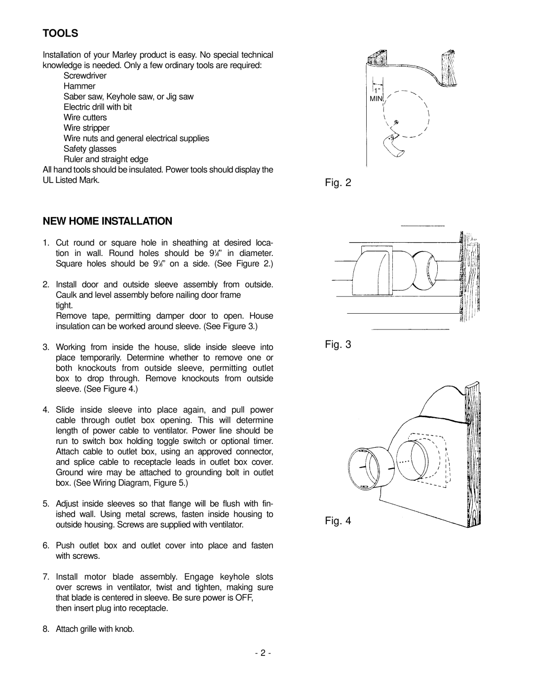 Marley Engineered Products 898L important safety instructions Tools, NEW Home Installation 