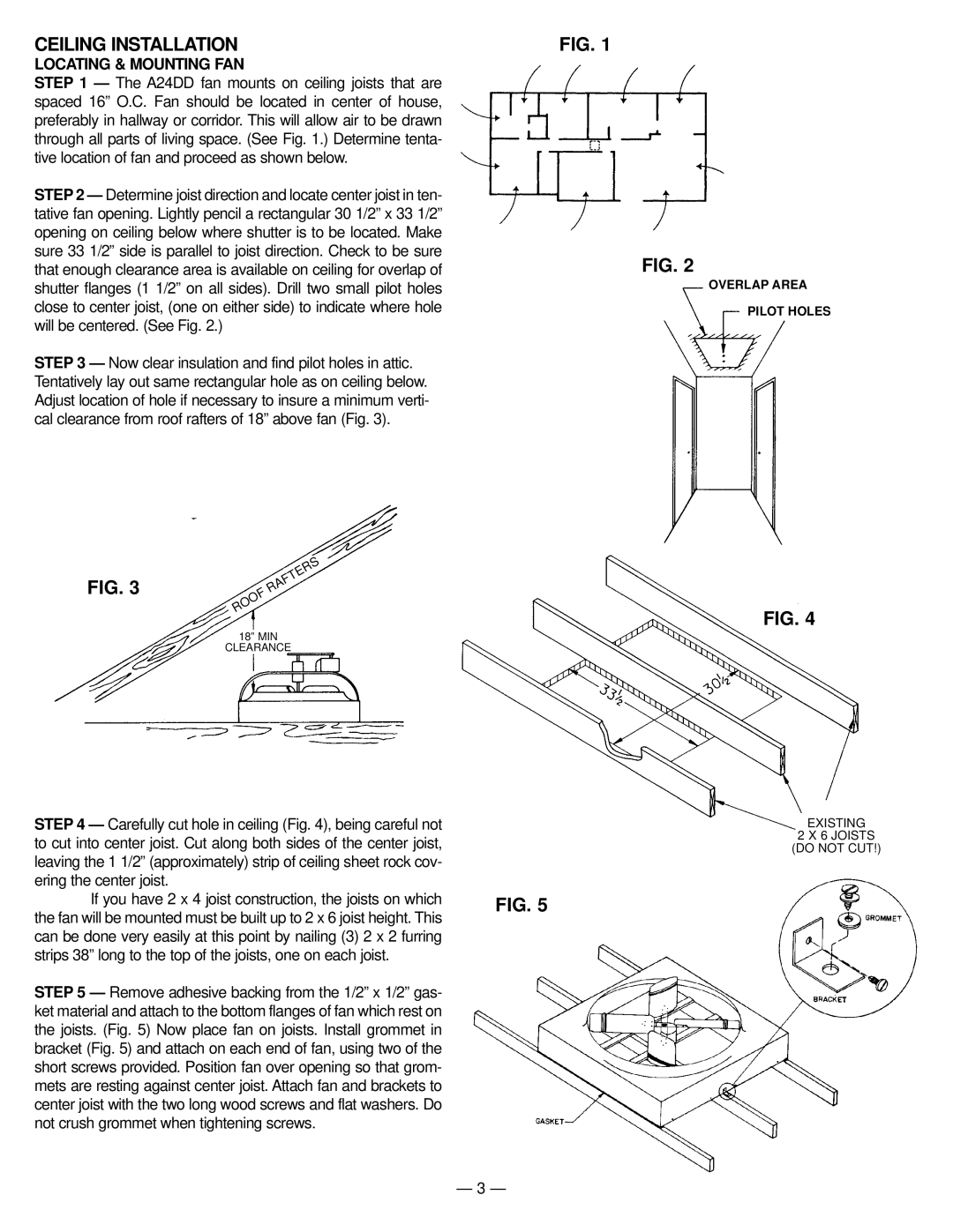 Marley Engineered Products A24DD manual Ceiling Installation, Locating & Mounting FAN 