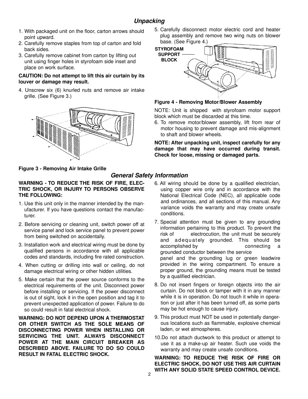 Marley Engineered Products E4809-1125HFD, E6012-2125HFD So could result in fatal electrical shock, Risk, Gro, Should 