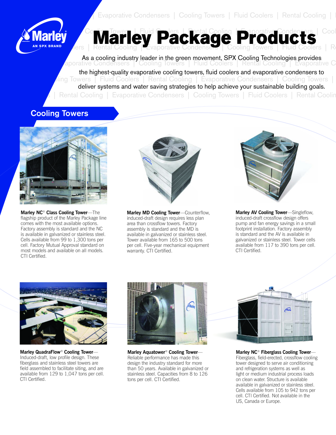 Marley Engineered Products Class Cooling Tower, Fiberglass Cooling Tower warranty Cooling Towers, Marley Package Products 