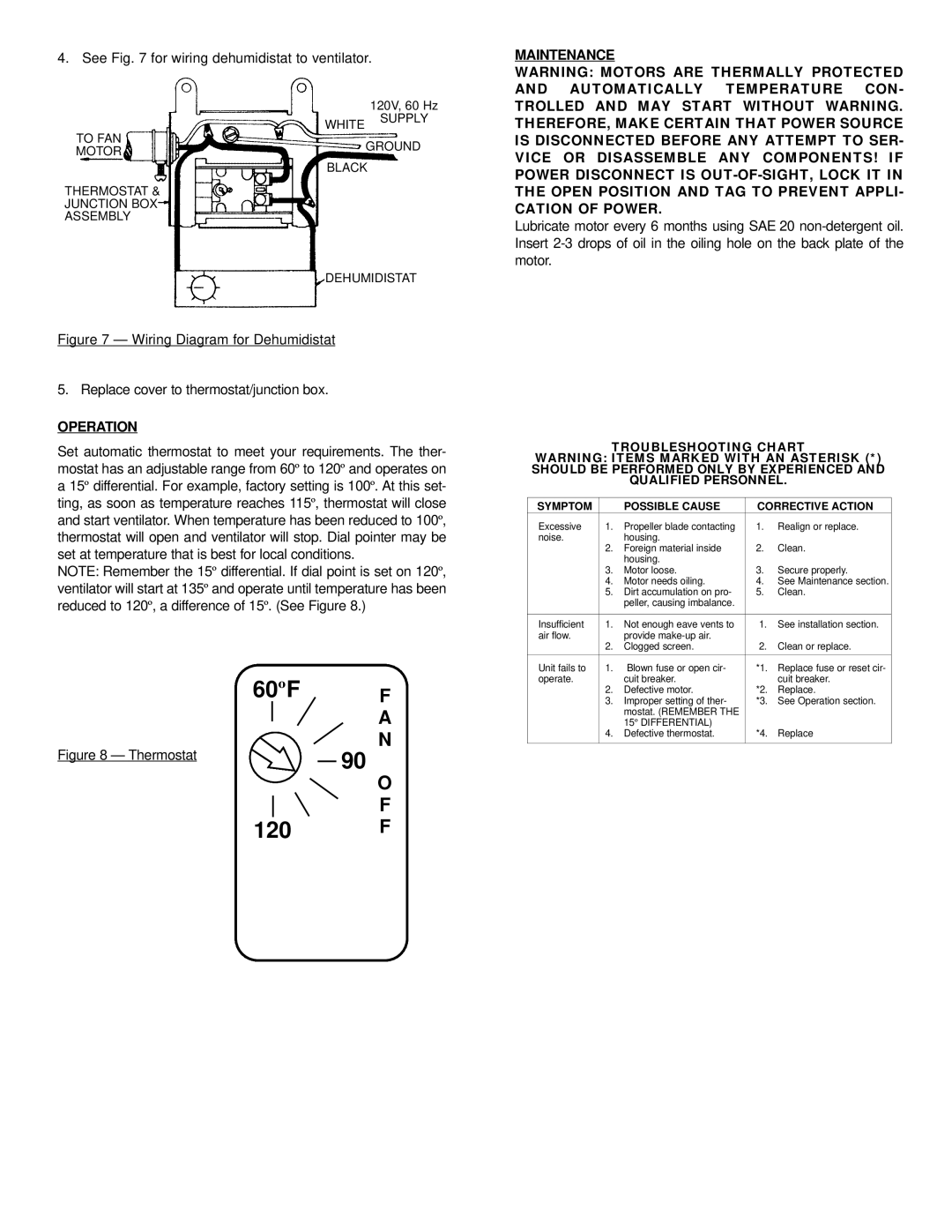 Marley Engineered Products GV 16 important safety instructions Operation, Maintenance 