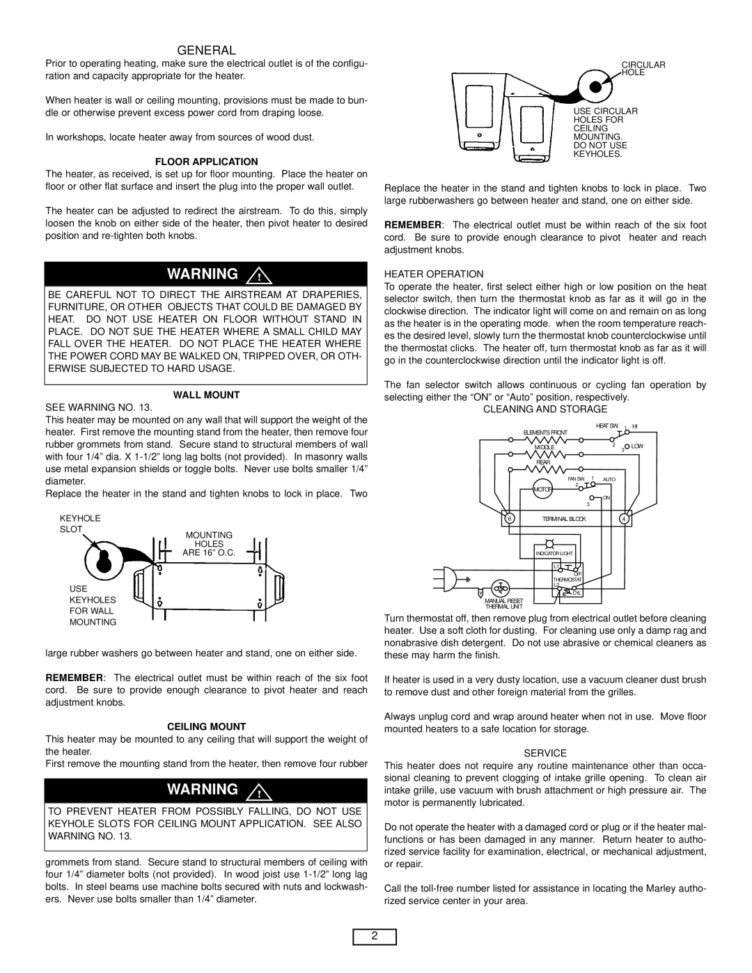 Marley Engineered Products PH4AB manual Floor Application, Mount 