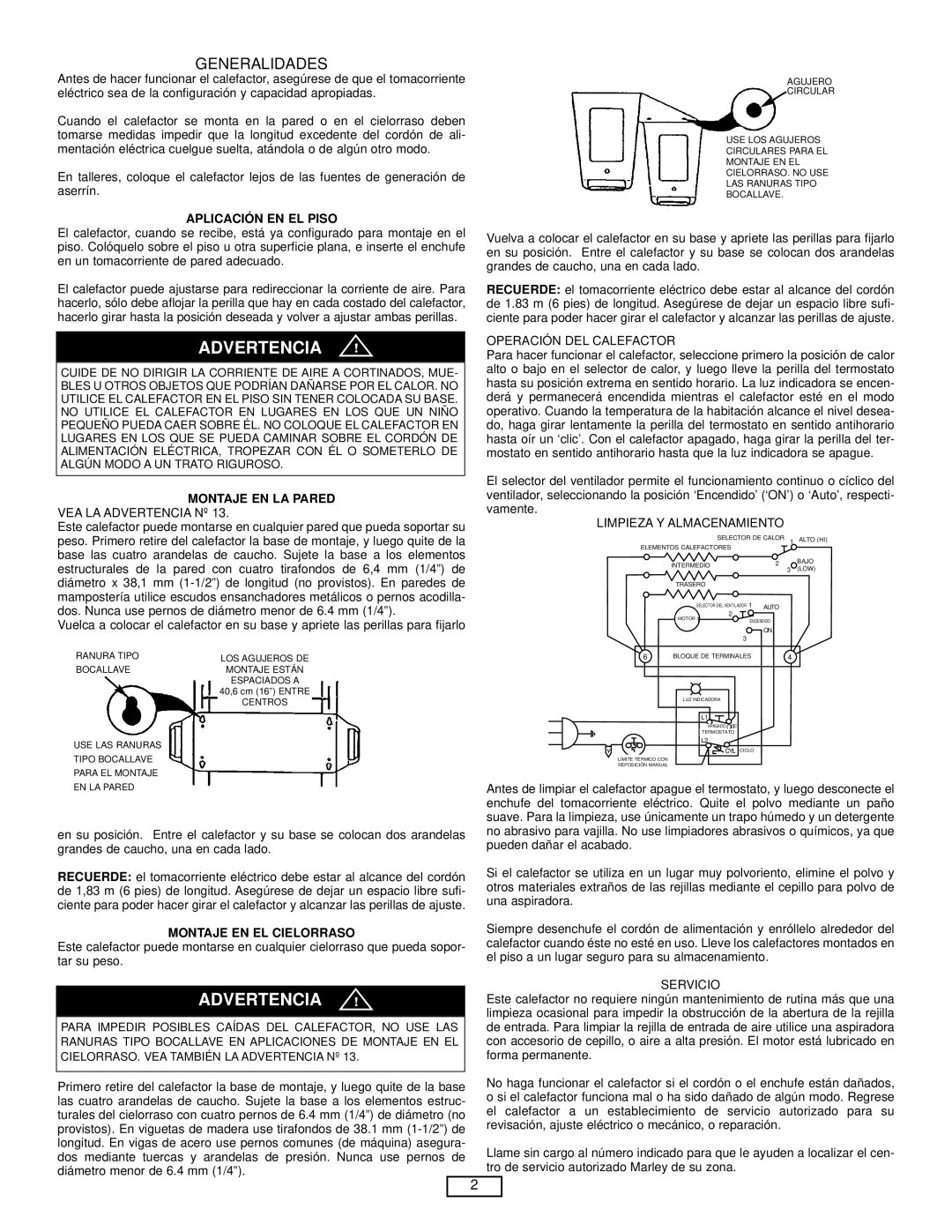 Marley Engineered Products PH4AB manual Ge Ne, Piso, Montaje EN EL Cielorraso 