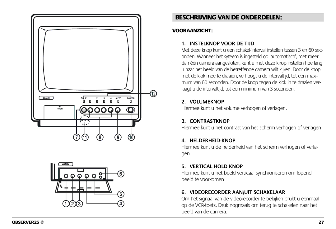 Marmitek 1082002 owner manual Beschrijving VAN DE Onderdelen 