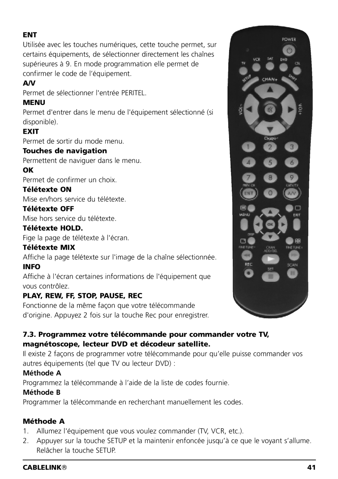 Marmitek 100304, 20041 owner manual Touches de navigation, Télétexte on, Télétexte OFF, Télétexte Hold, Télétexte MIX 