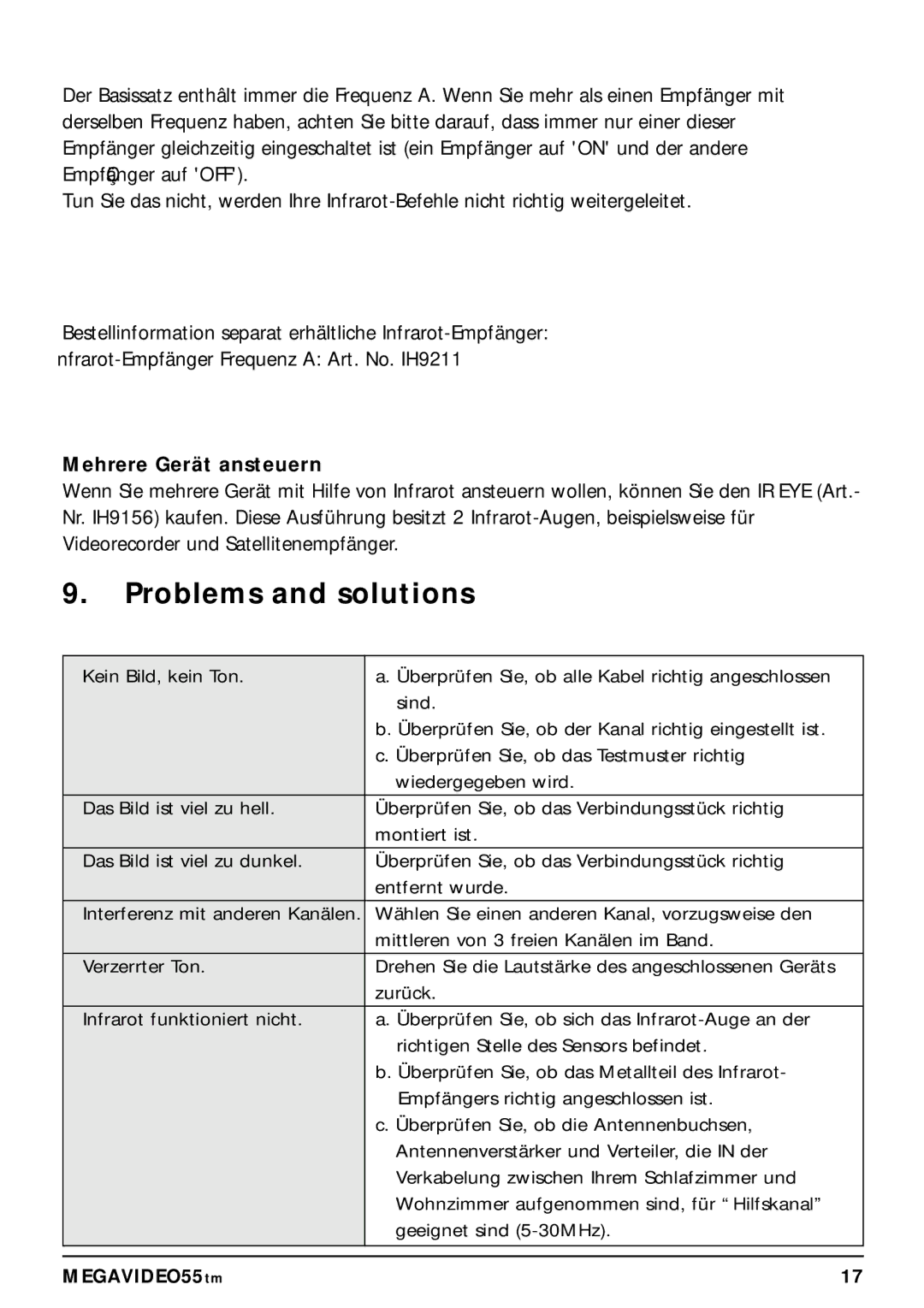 Marmitek 20068 / 300704 operating instructions Problems and solutions, Mehrere Gerät ansteuern 