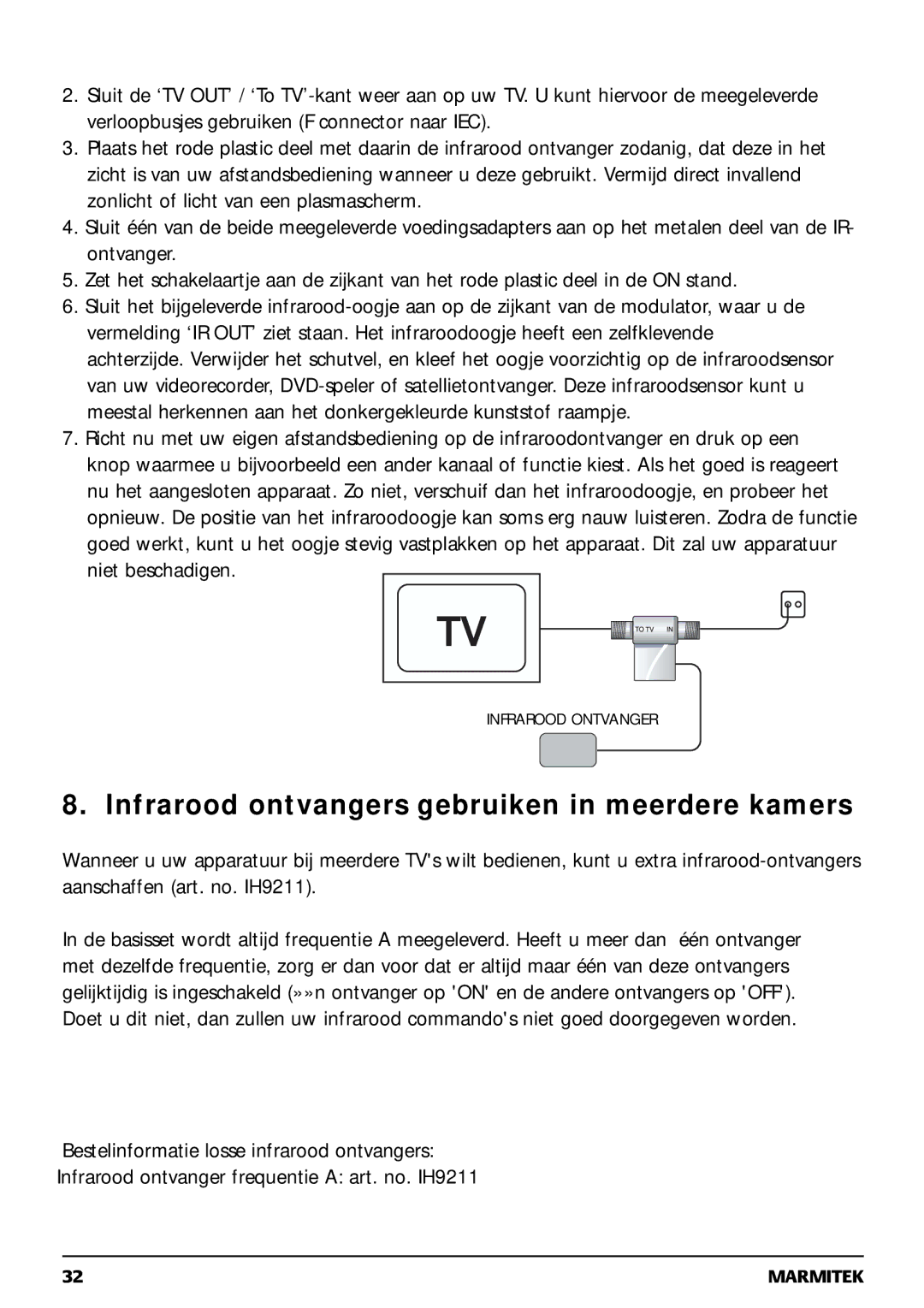 Marmitek 20068 / 300704 operating instructions Infrarood ontvangers gebruiken in meerdere kamers 