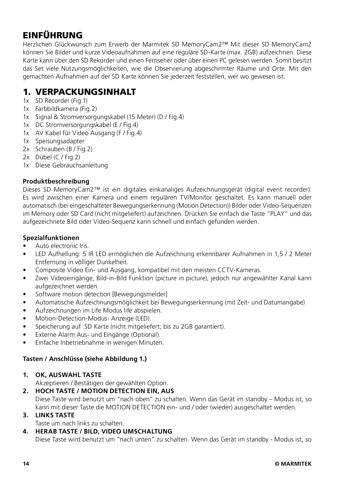 Marmitek 20207 / 20070419 user manual Einführung, Verpackungsinhalt 