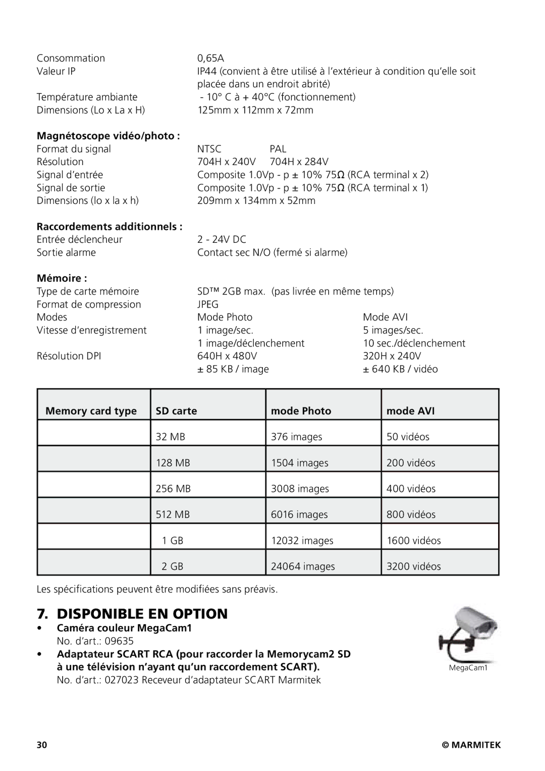 Marmitek 20207 / 20070419 user manual Disponible EN Option 