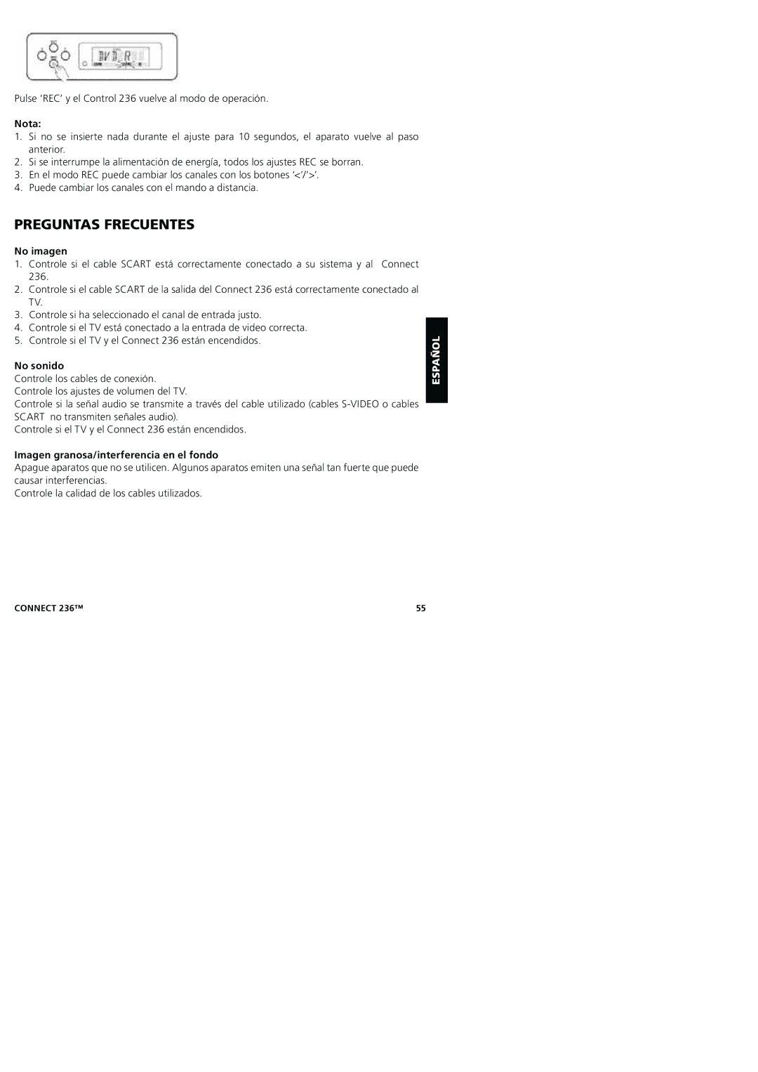 Marmitek 20245/20080129 user manual Preguntas Frecuentes, No imagen, No sonido, Imagen granosa/interferencia en el fondo 