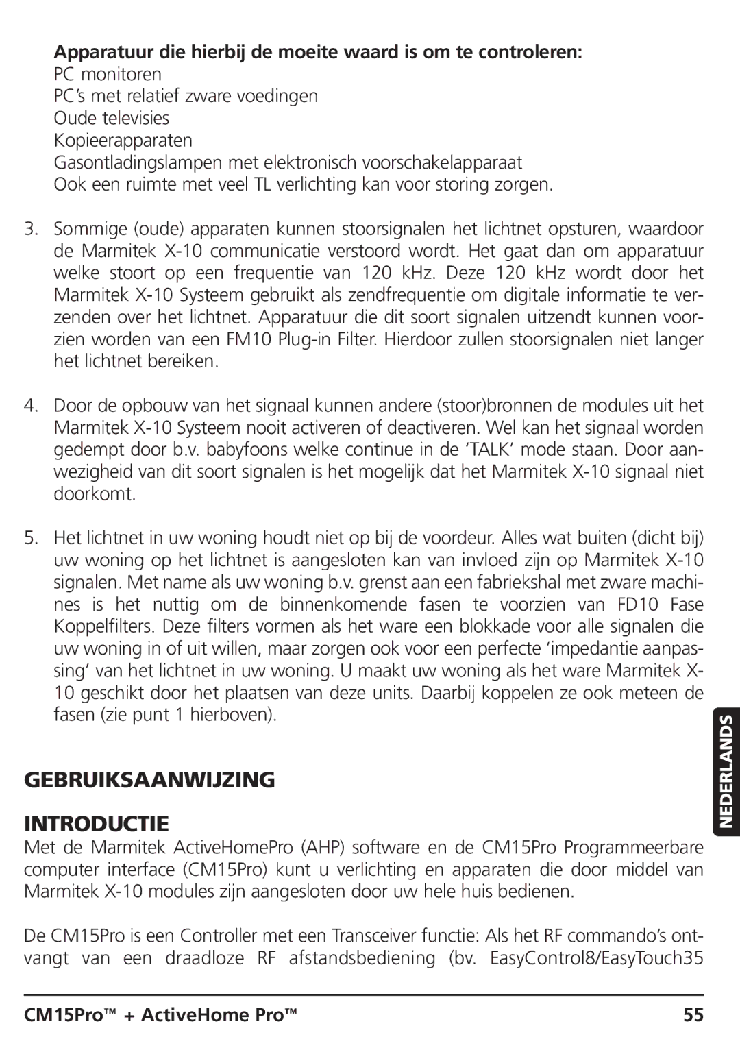 Marmitek CM15PRO manual Gebruiksaanwijzing Introductie 