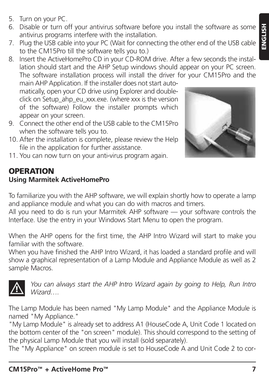 Marmitek CM15PRO manual Operation, Using Marmitek ActiveHomePro 