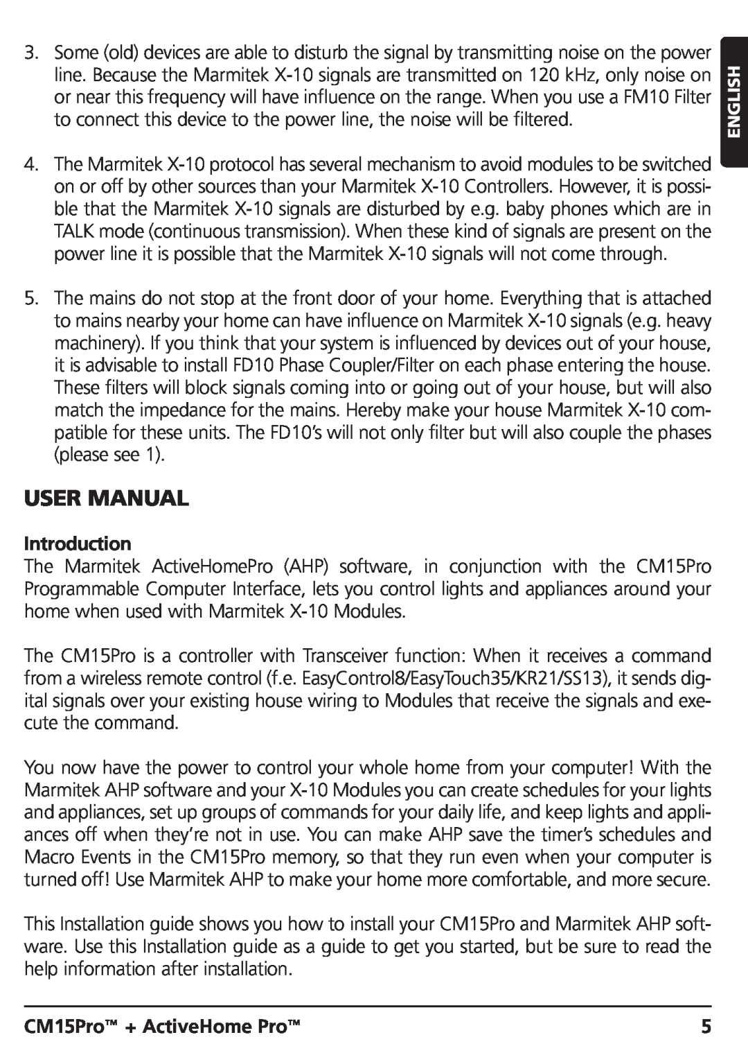 Marmitek CM15PRO manual User Manual, Introduction, CM15Pro + ActiveHome Pro 