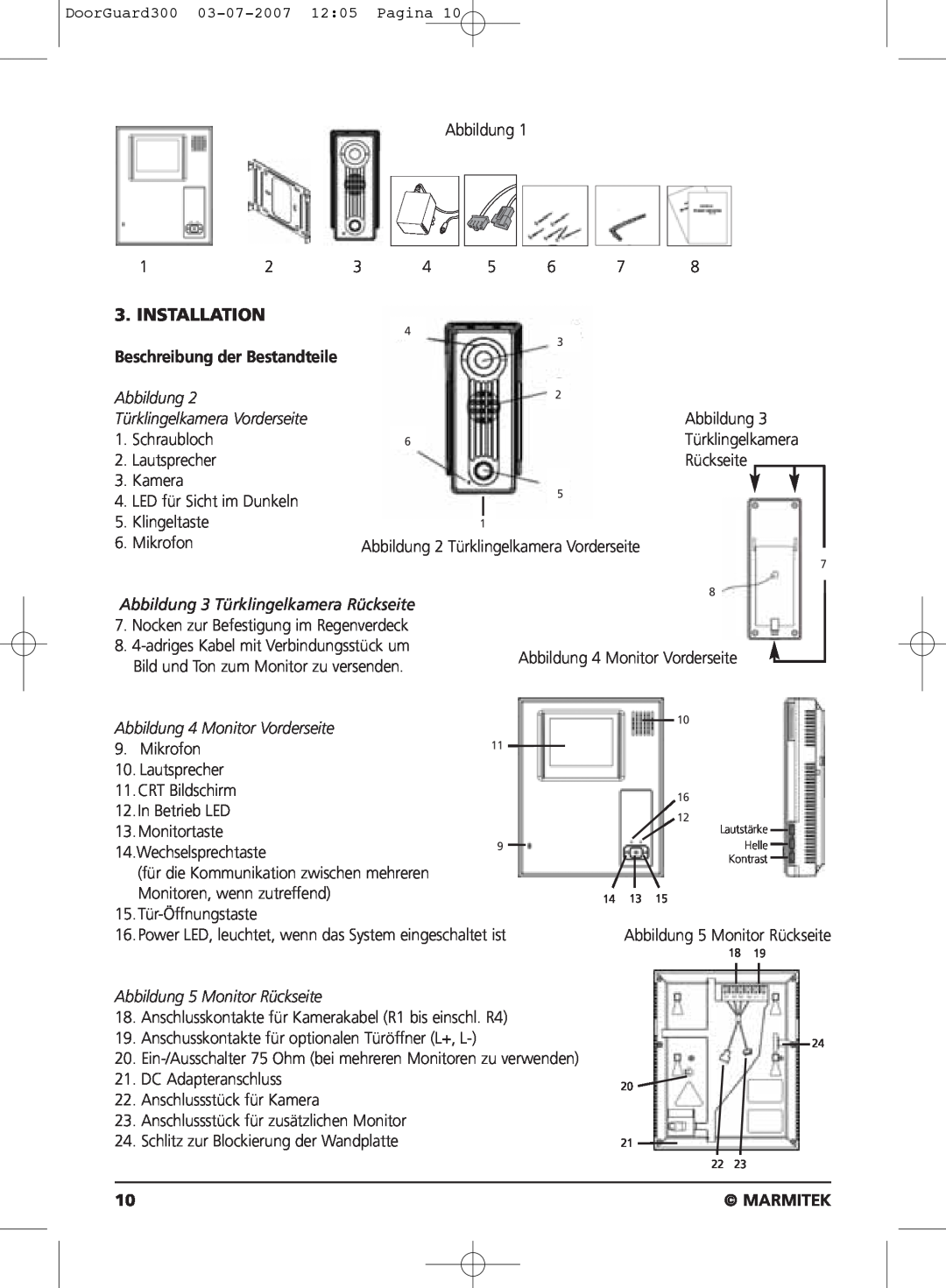Marmitek DOORGUARD300TM user manual Installation, Abbildung 123, Marmitek 