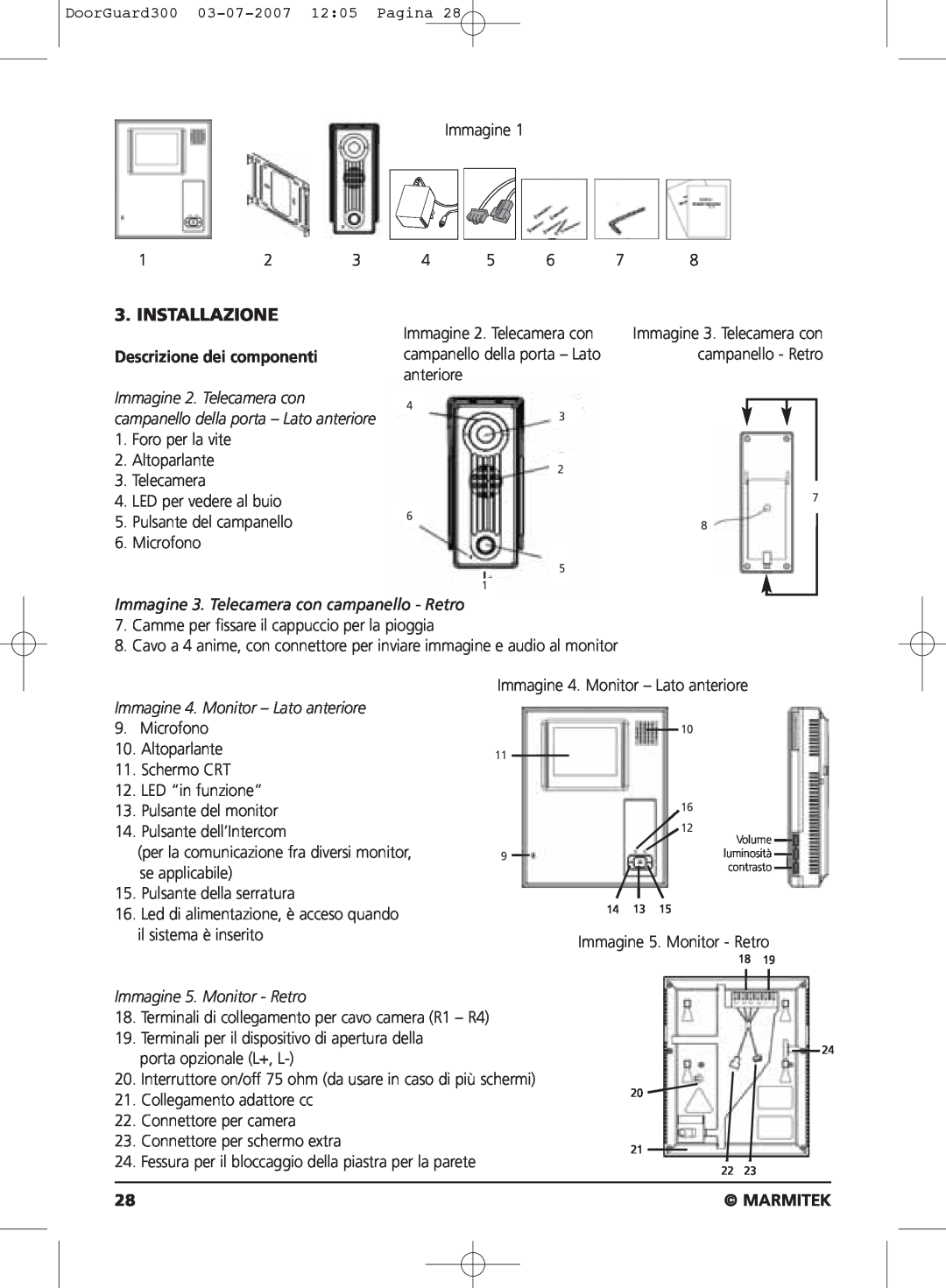 Marmitek DOORGUARD300TM user manual Installazione, Descrizione dei componenti, Marmitek 