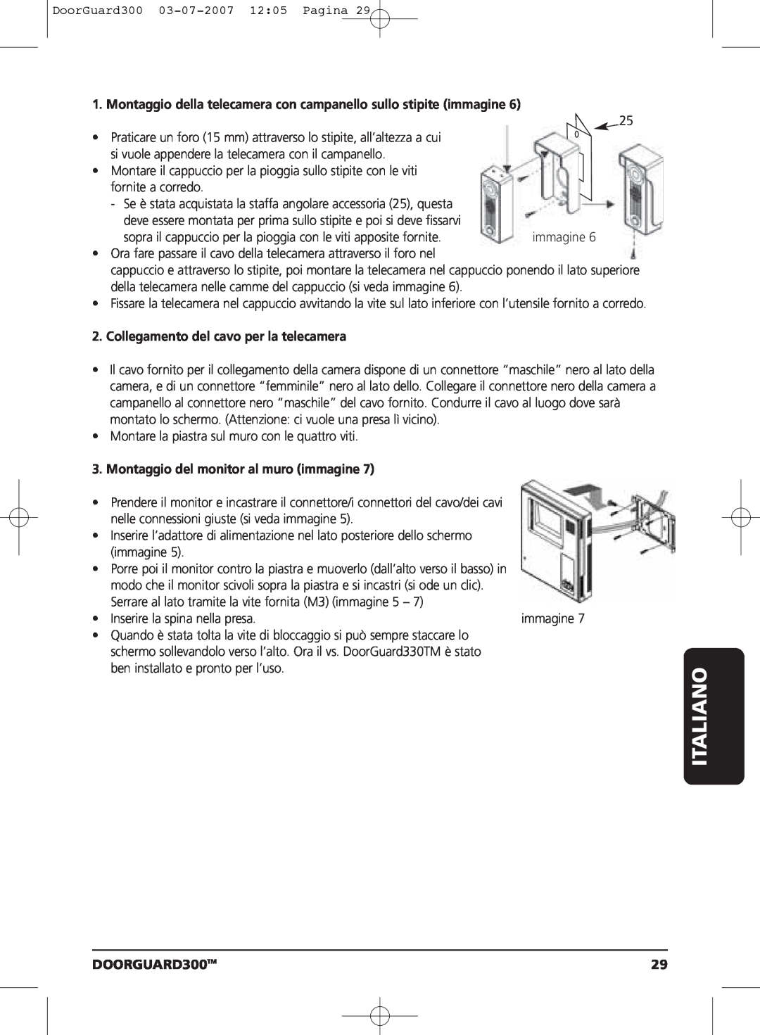 Marmitek DOORGUARD300TM user manual Montaggio della telecamera con campanello sullo stipite immagine, Italiano 