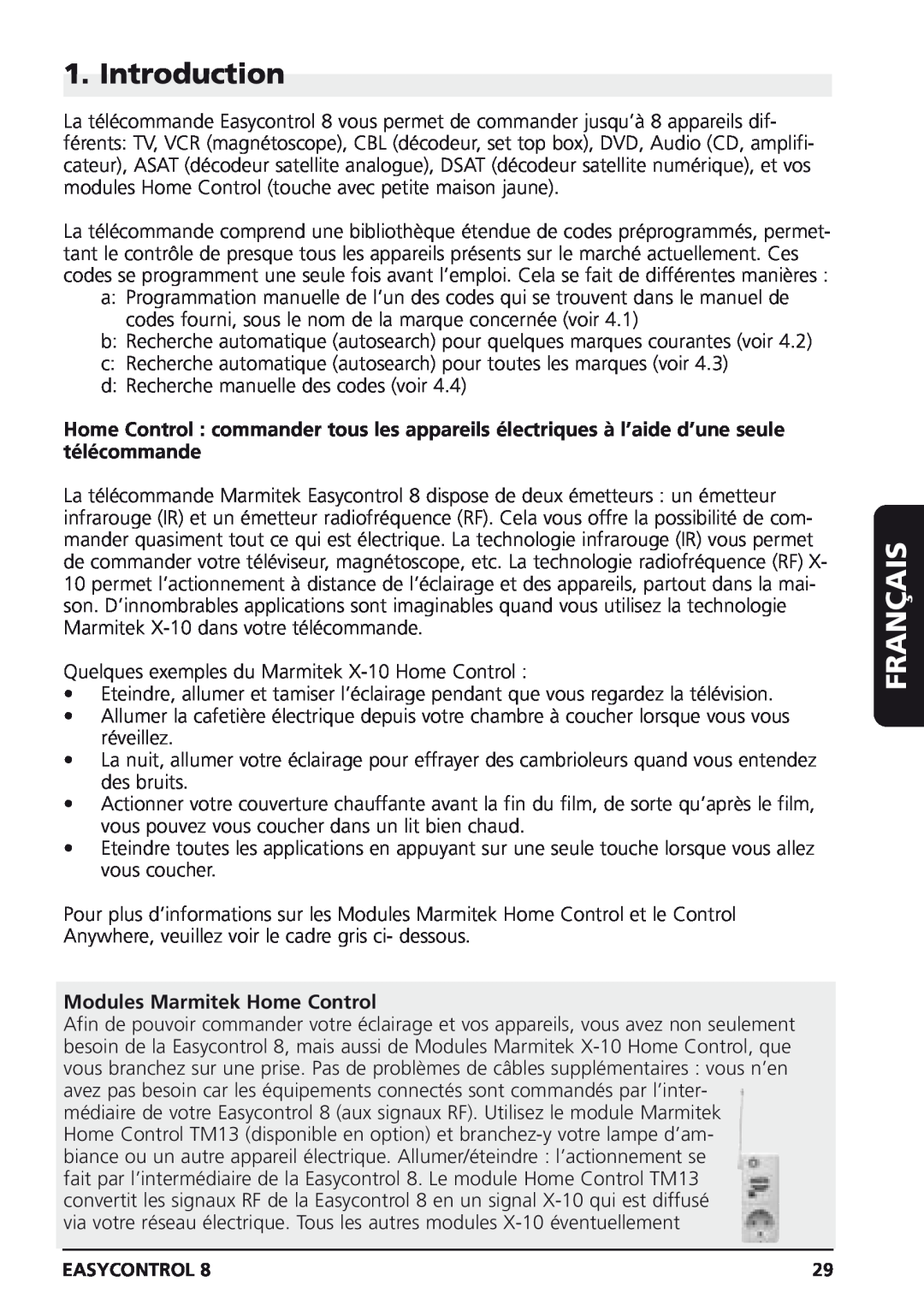 Marmitek Easycontrol 8 owner manual Introduction, Français, Modules Marmitek Home Control 