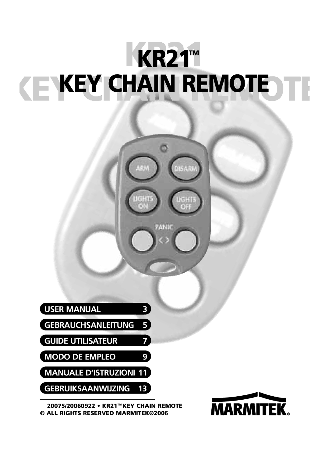 Marmitek user manual KR21KR21TM 