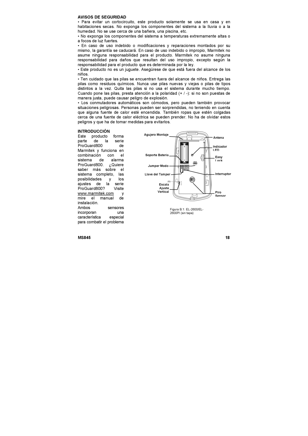 Marmitek MS845 user manual Avisos DE Seguridad, Introducción 