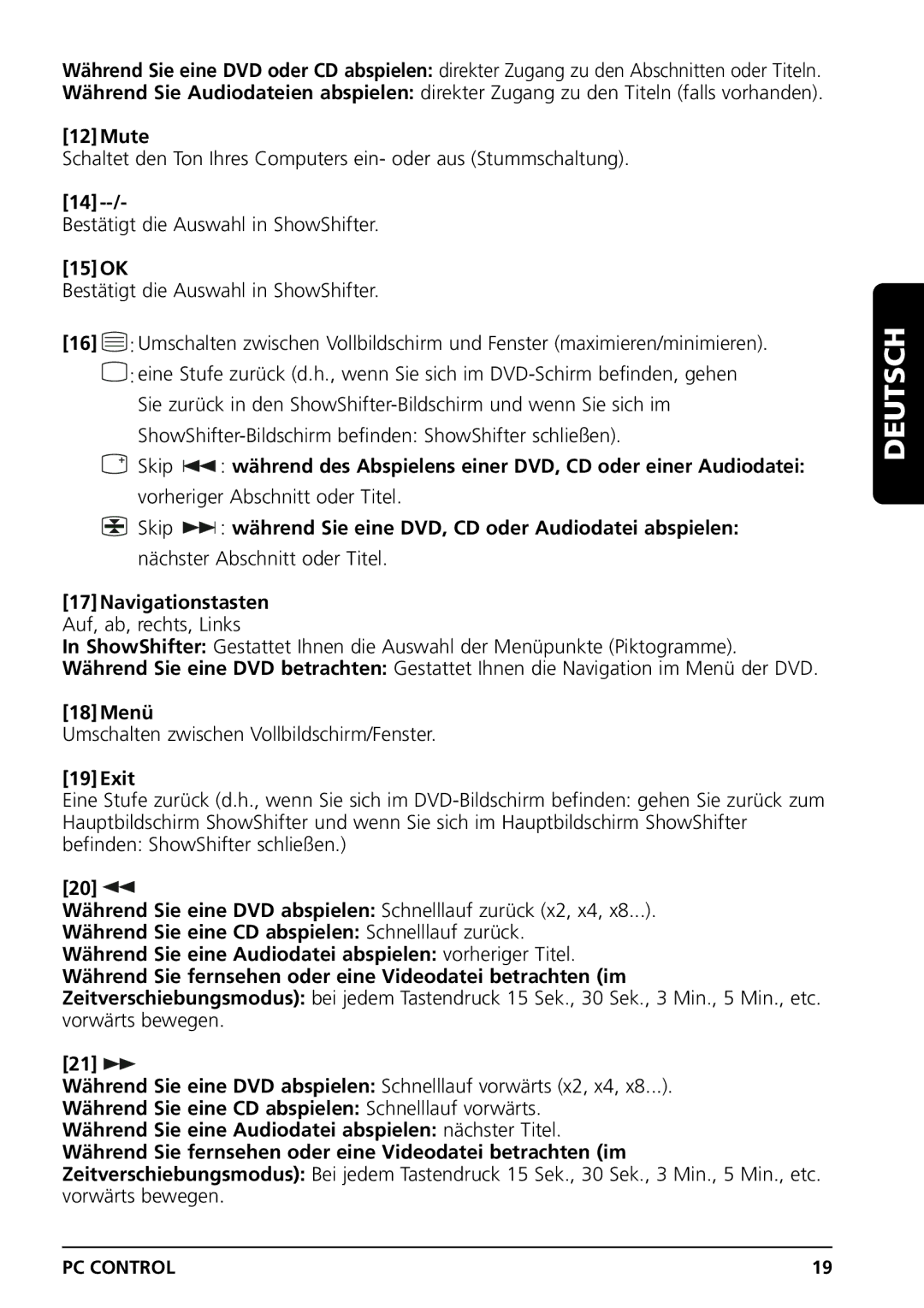 Marmitek PC CONTROL owner manual 15OK, 18Menü 