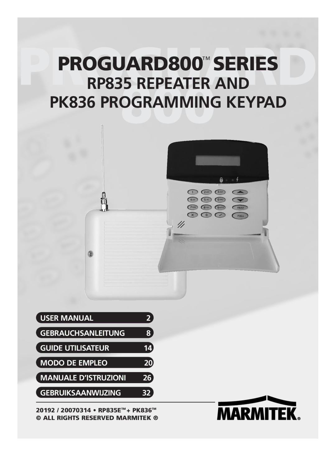 Marmitek PK836 user manual RP835 Repeater 