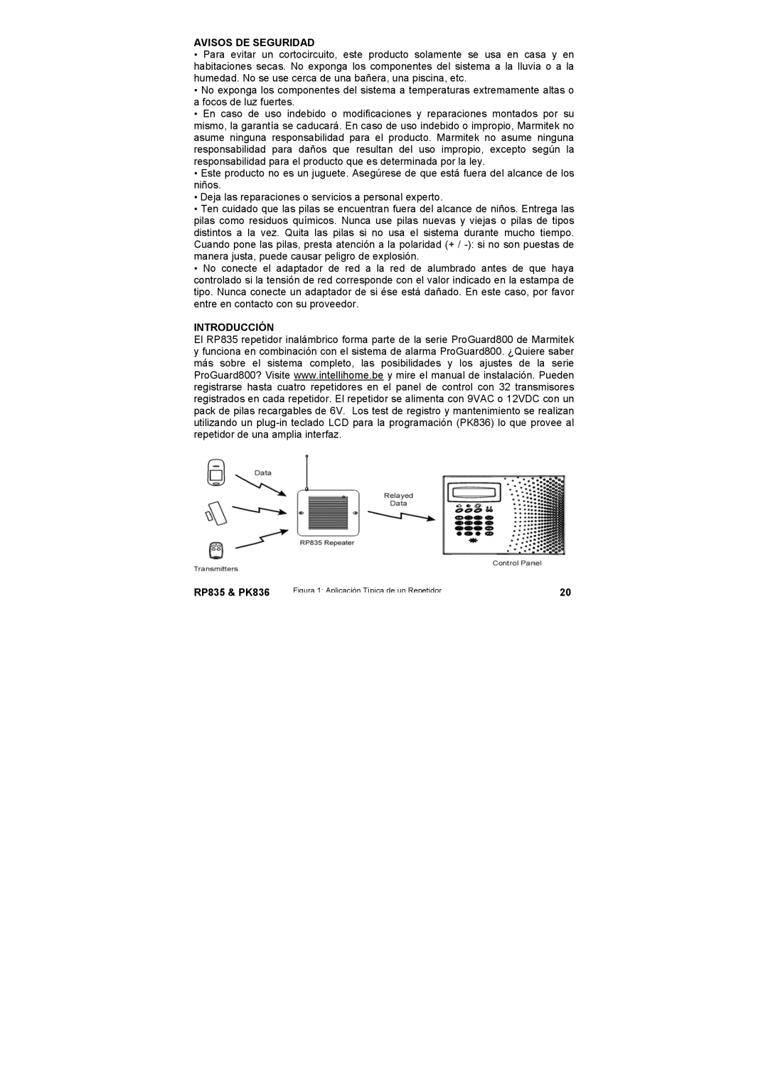 Marmitek RP835, PK836 user manual Avisos DE Seguridad, Introducción 