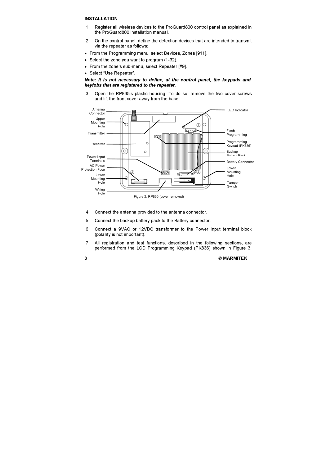 Marmitek PK836, RP835 user manual Installation 