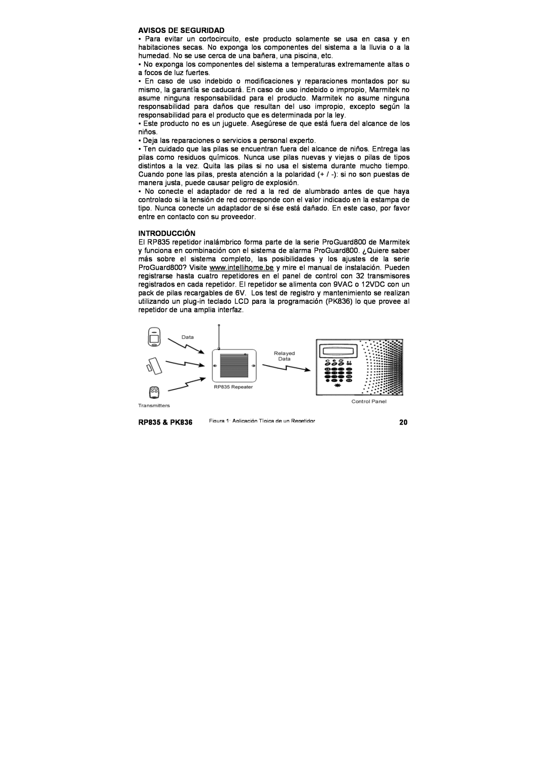 Marmitek user manual Avisos De Seguridad, Introducción, RP835 & PK836, Figura 1 Aplicación Típica de un Repetidor 