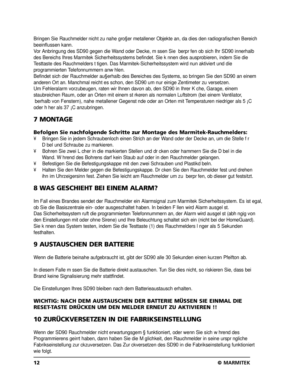 Marmitek SD90 user manual Montage, WAS Geschieht BEI Einem ALARM?, Austauschen DER Batterie 