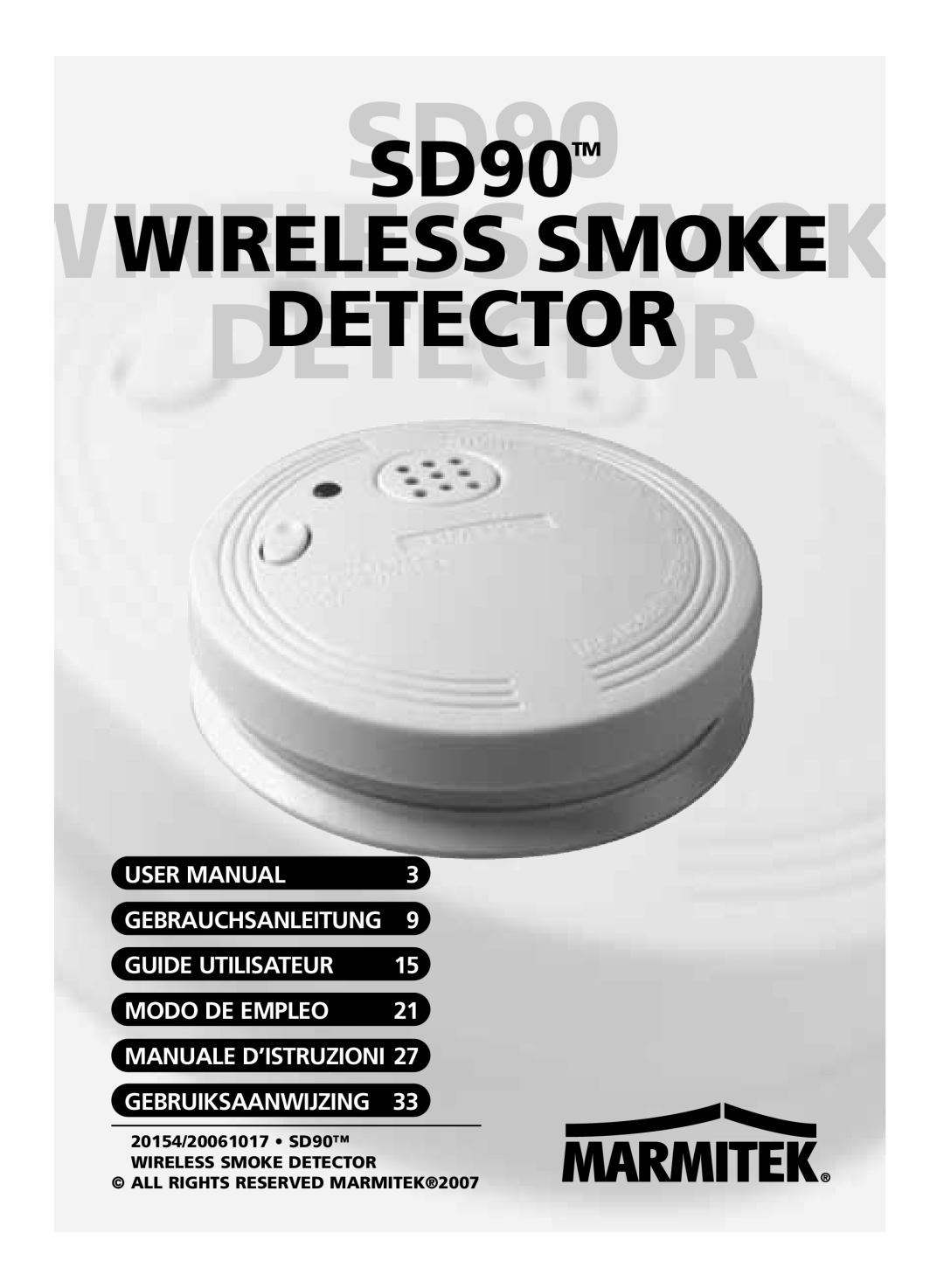 Marmitek user manual SD90TM, Detectordetector, Wirelesswireless Smokesmok, Guide Utilisateur, Modo De Empleo 
