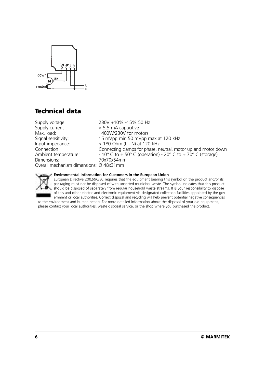 Marmitek SW10 user manual Technical data 