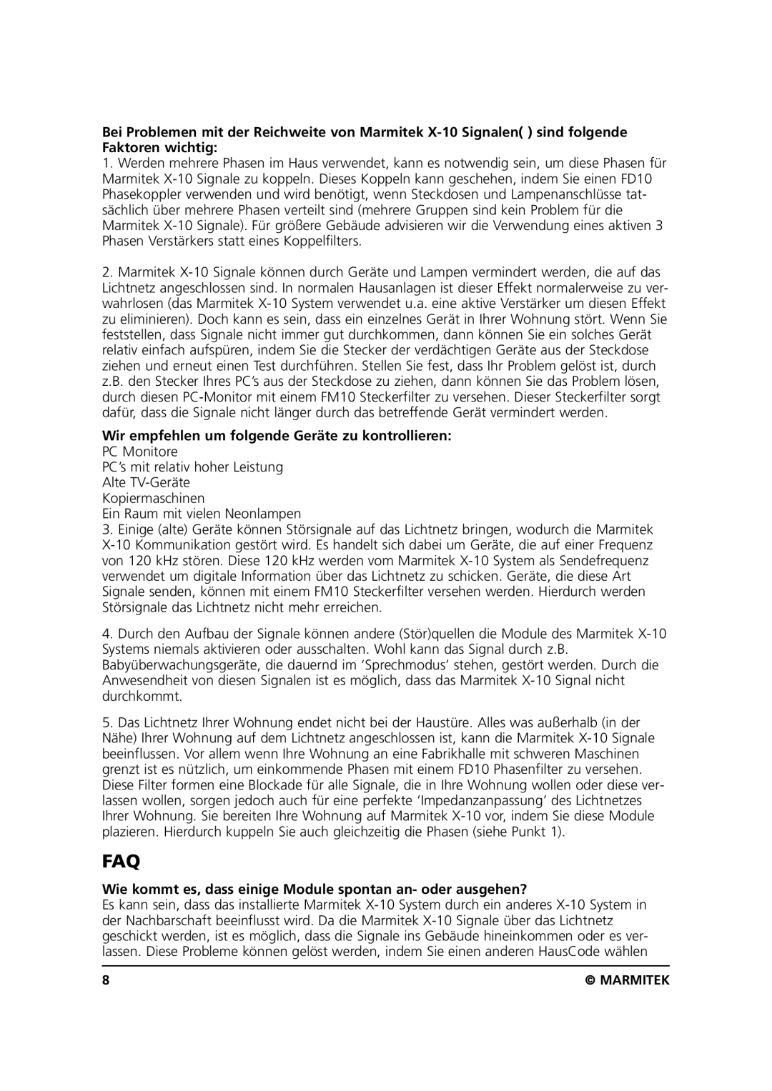 Marmitek SW10 user manual Wir empfehlen um folgende Geräte zu kontrollieren 