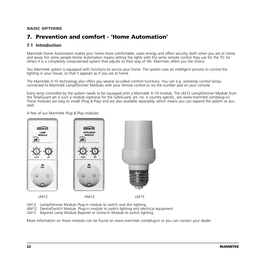 Marmitek TOTALGUARD manual Prevention and comfort ‘Home Automation’, Introduction 