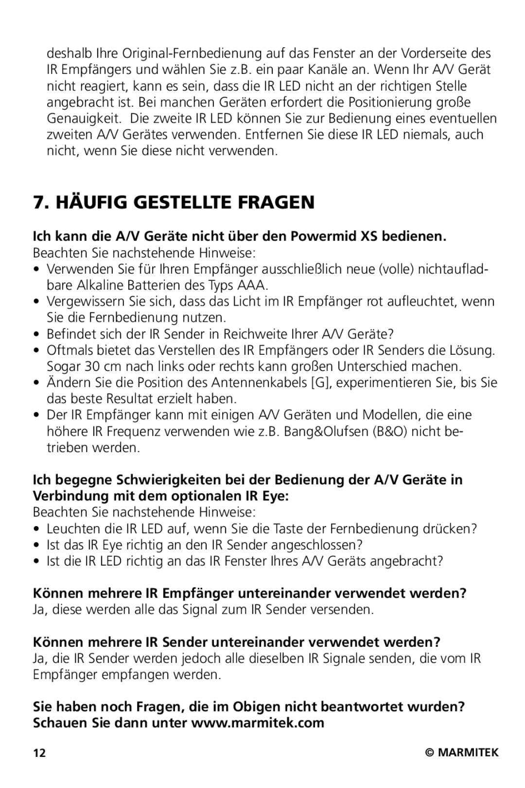 Marmitek XS user manual Häufig Gestellte Fragen 