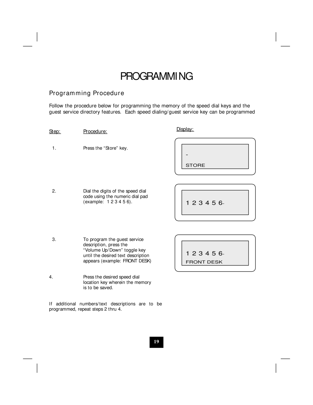 Marquis 2802CID manual Programming Procedure 