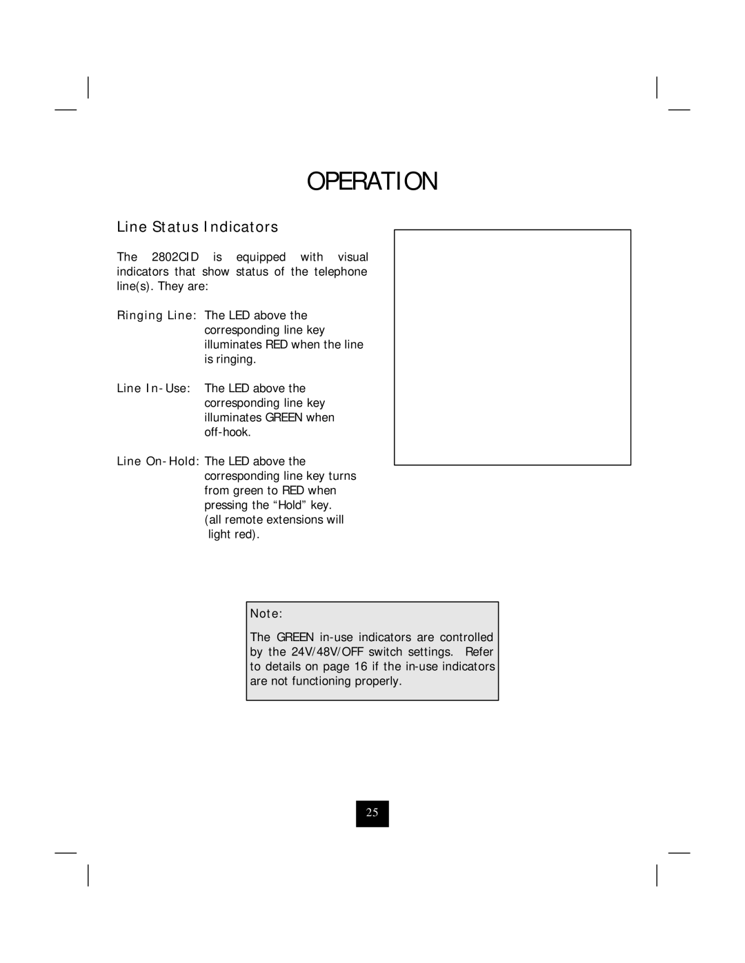 Marquis 2802CID manual Line Status Indicators 