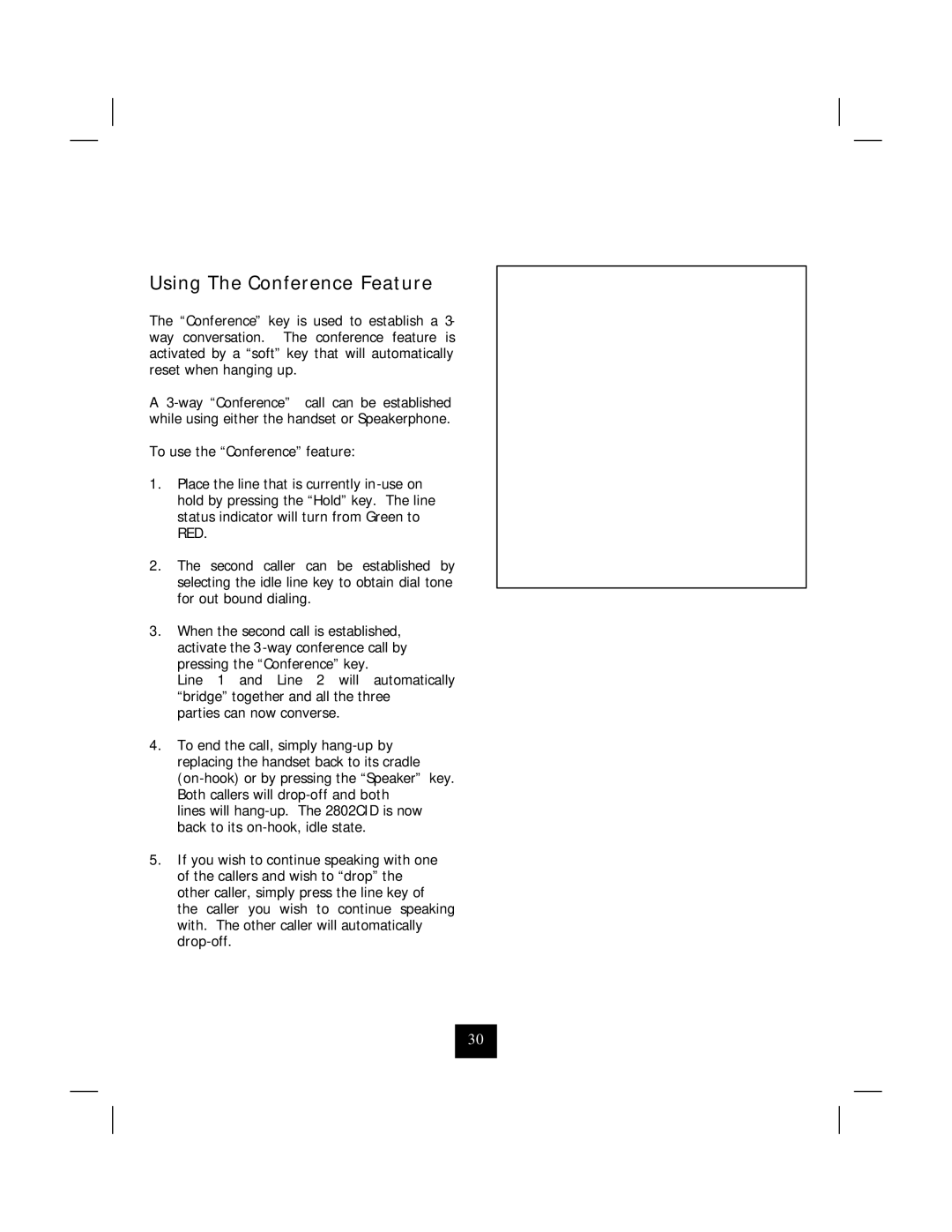 Marquis 2802CID manual Using The Conference Feature 