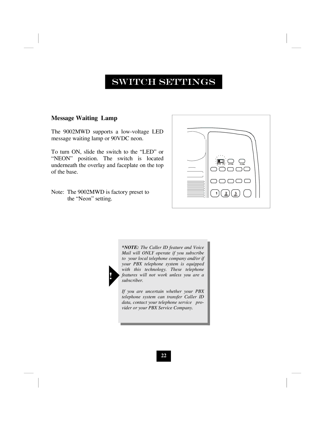 Marquis 9002MWD manual Message Waiting Lamp 