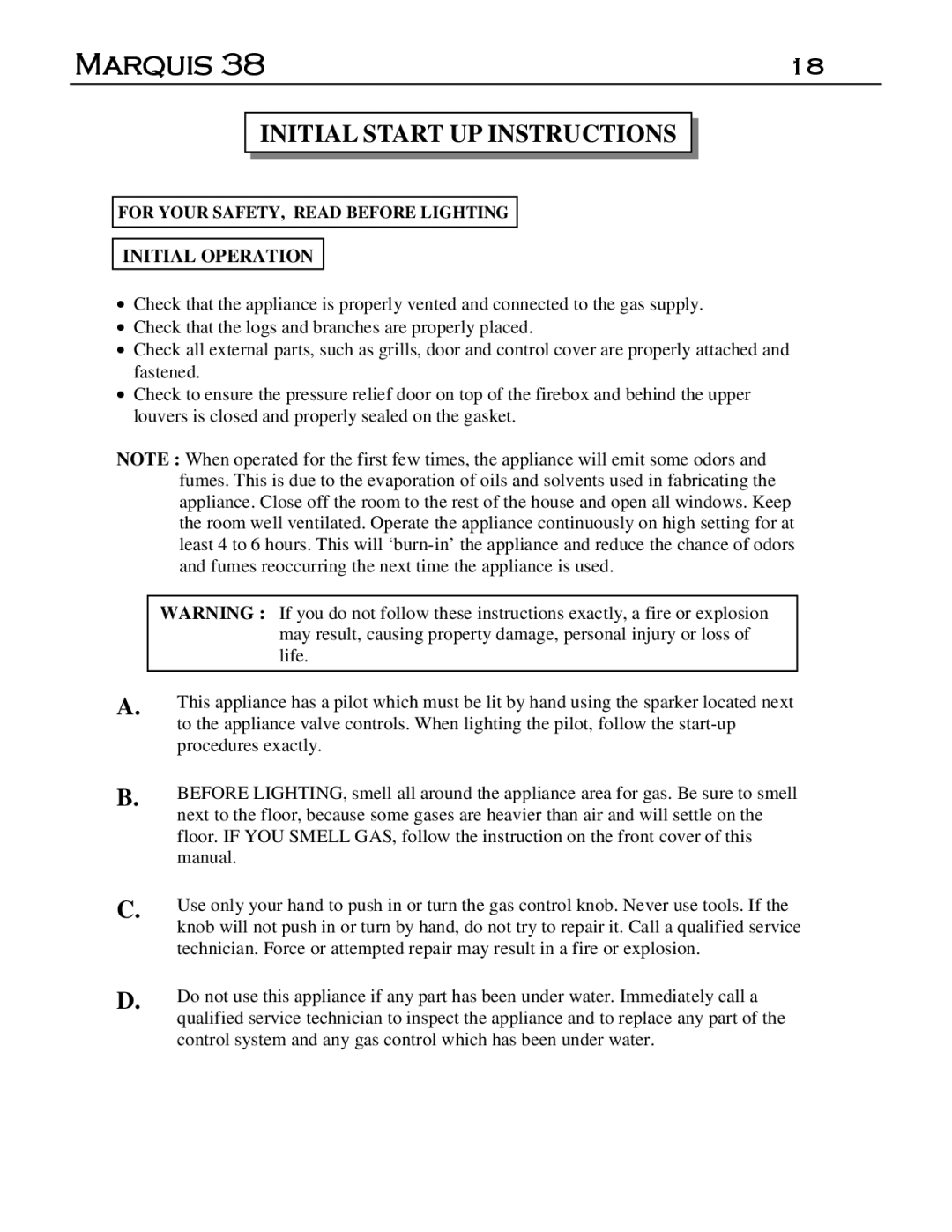 Marquis DVT-38, DVR-38 manual Initial Start UP Instructions, Initial Operation 