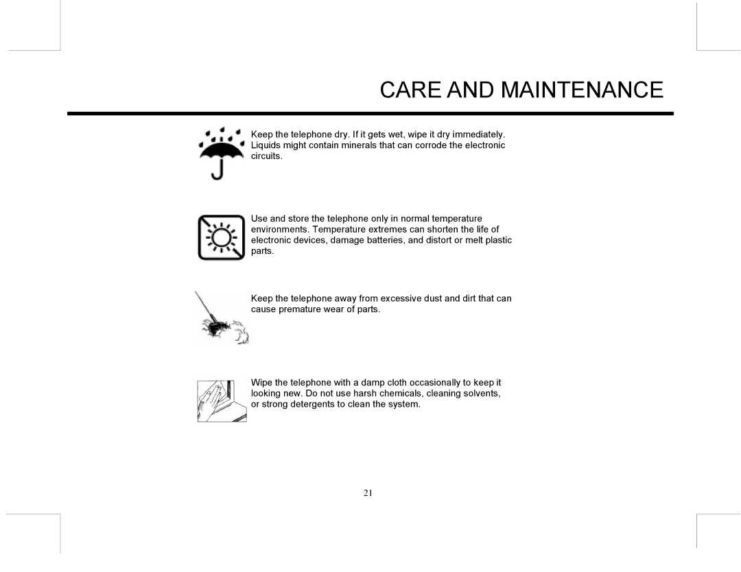 Marquis MW10, EUROMW5 manual Care and Maintenance 