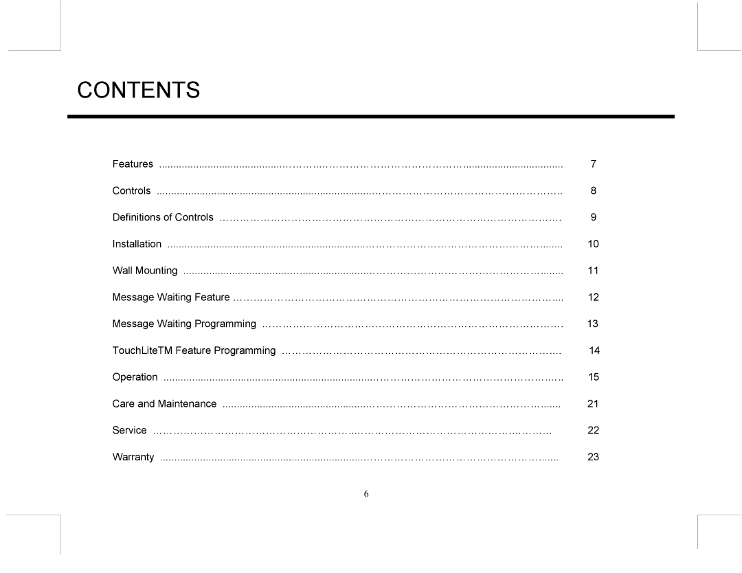 Marquis EUROMW5, MW10 manual Contents 