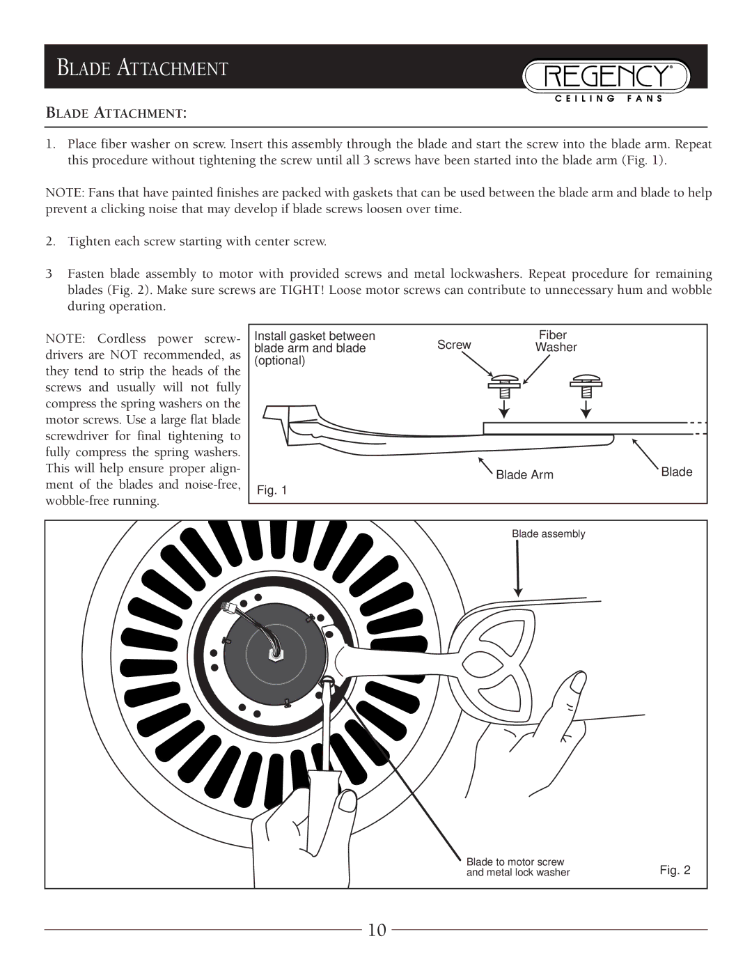 Marquis SERIES owner manual Blade Attachment 