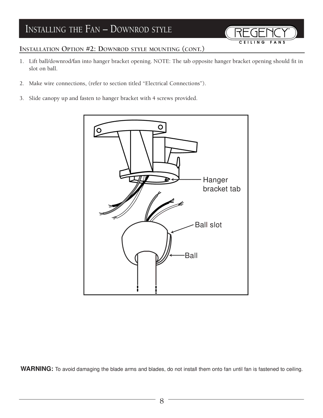 Marquis SERIES owner manual Hanger bracket tab Ball slot 