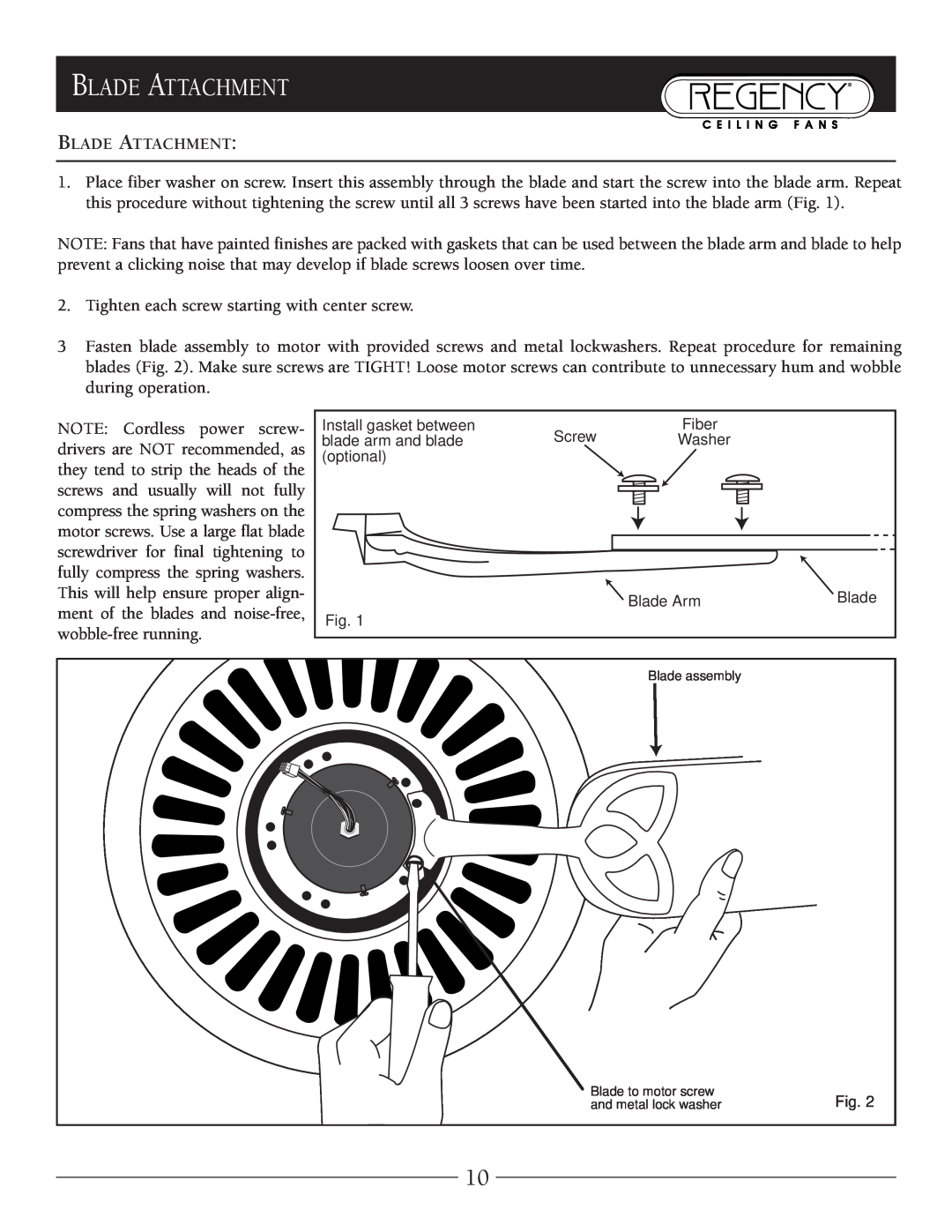 Marquis SERIES owner manual Blade Attachment 