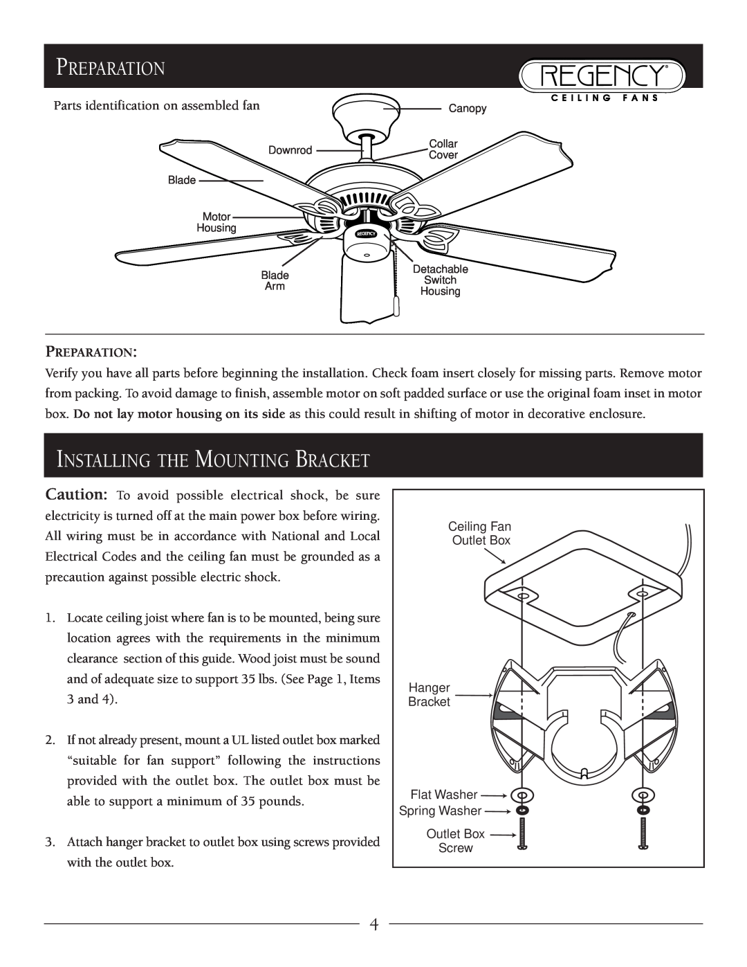 Marquis SERIES owner manual Preparation, Installing The Mounting Bracket 