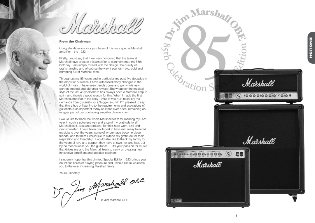 Marshall Amplification 1923C manual English, From the Chairman 