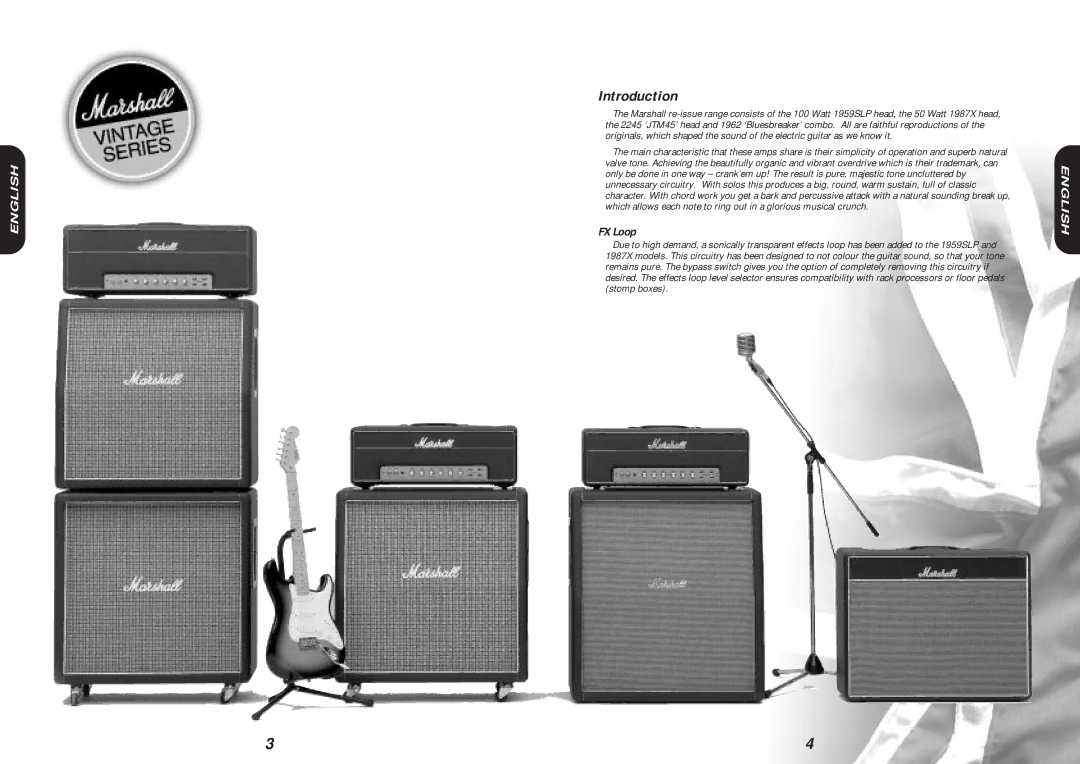 Marshall Amplification 1987X, 1959SLP, 1962, 2245 `JTM45 owner manual Introduction, FX Loop 