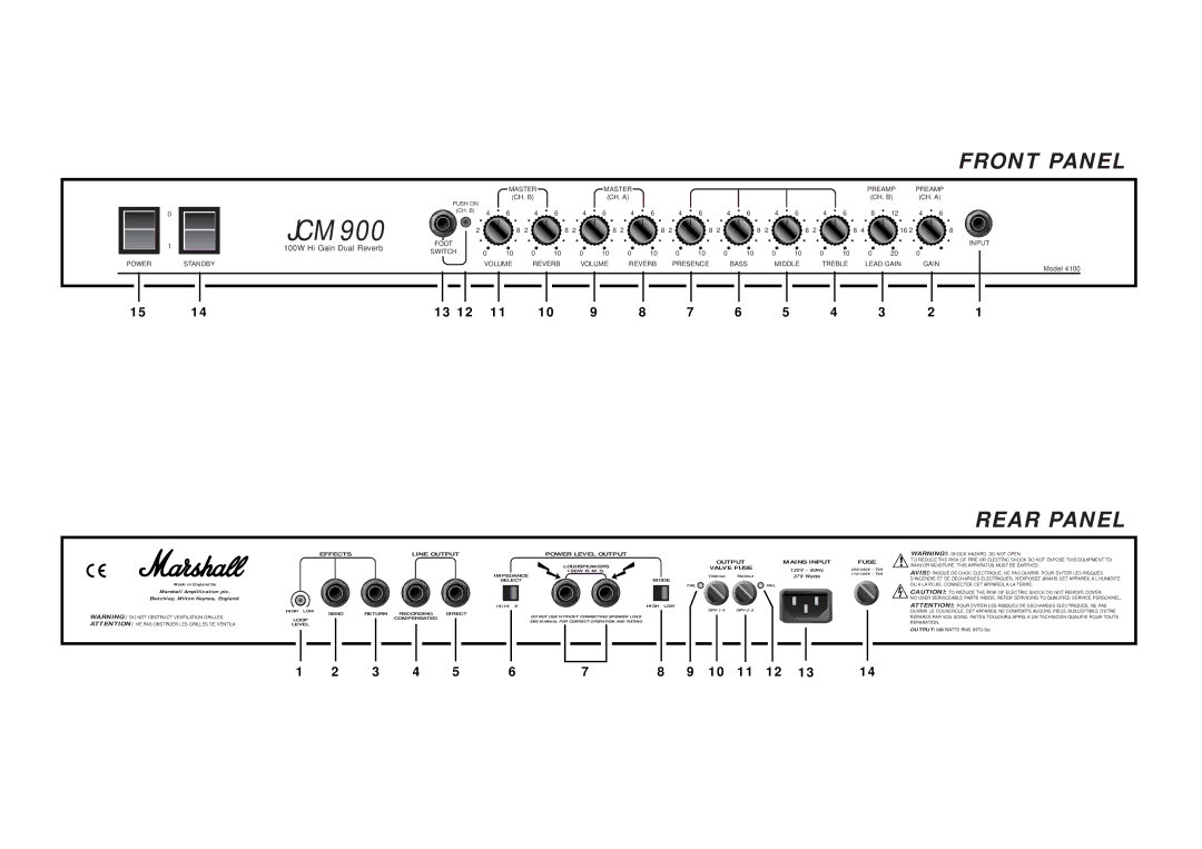 Marshall Amplification 4100 (JCM900) H specifications Jcm 