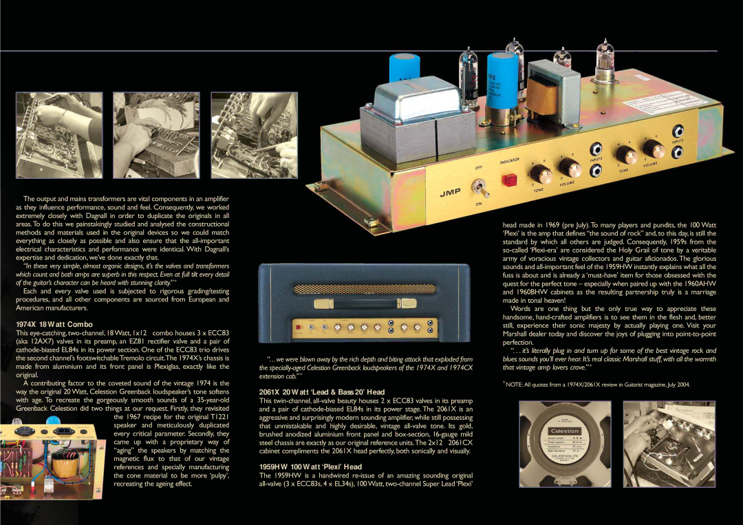 Marshall Amplification Hand-Crafted Amplifiers manual 1974X 18 Watt Combo 