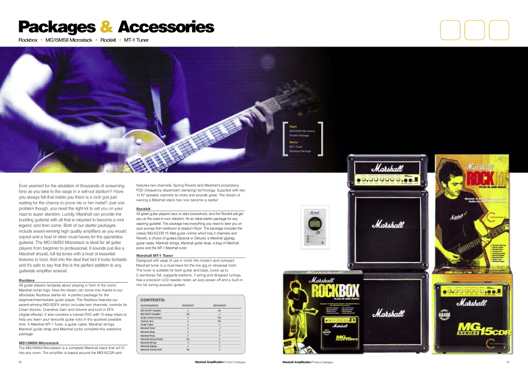 Marshall Amplification JCM800 Series specifications Packages & Accessories, Contents 